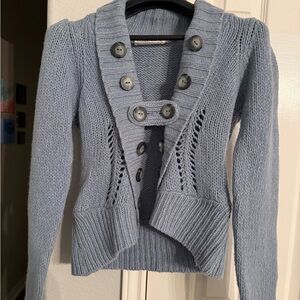 Elegant Anthropologie Blue Button-Front Cardigan